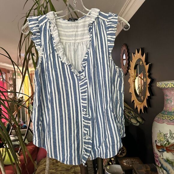 Mexx Light Blue and White Striped Top M - Picture 15 of 16